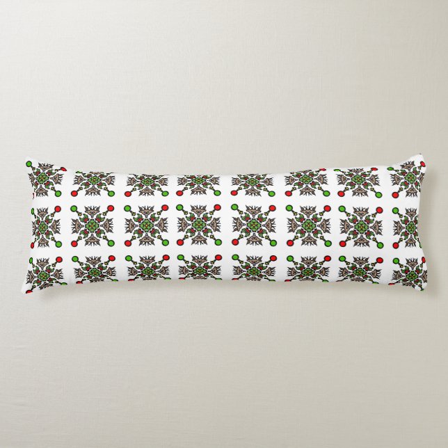 Christmas Snowflake Mandala Body Pillow (Front)
