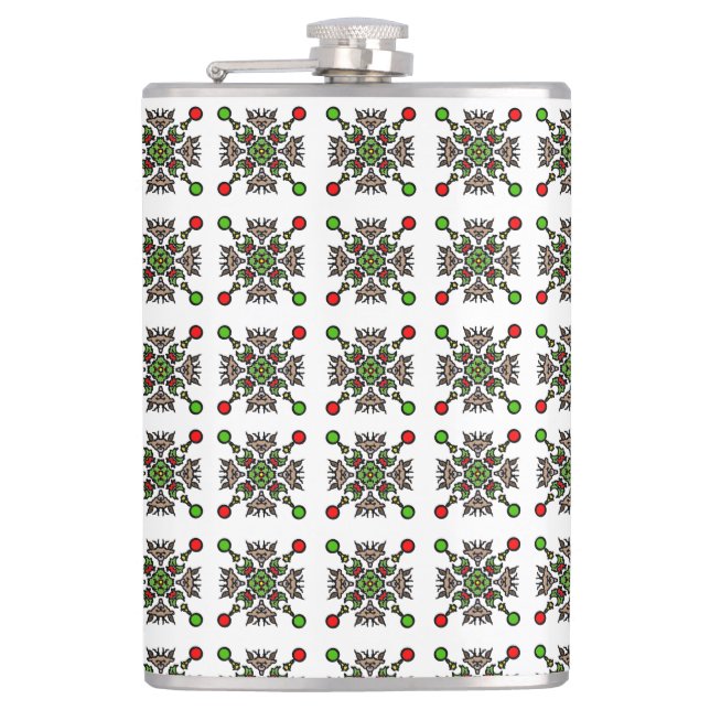 Christmas Snowflake Mandala Hip Flask (Front)