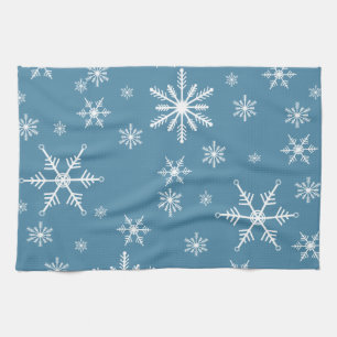 Christmas Snowflake On Blue Kitchen Towel