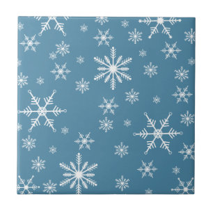 Christmas Snowflake On Blue Tile