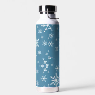 Christmas Snowflake On Blue Water Bottle