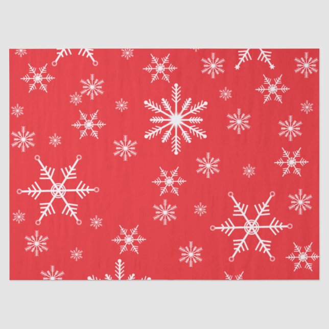 Christmas Snowflake On Red Tissue Paper (Front)
