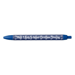 Christmas Snowflake on Sapphire Blue Ink Pen