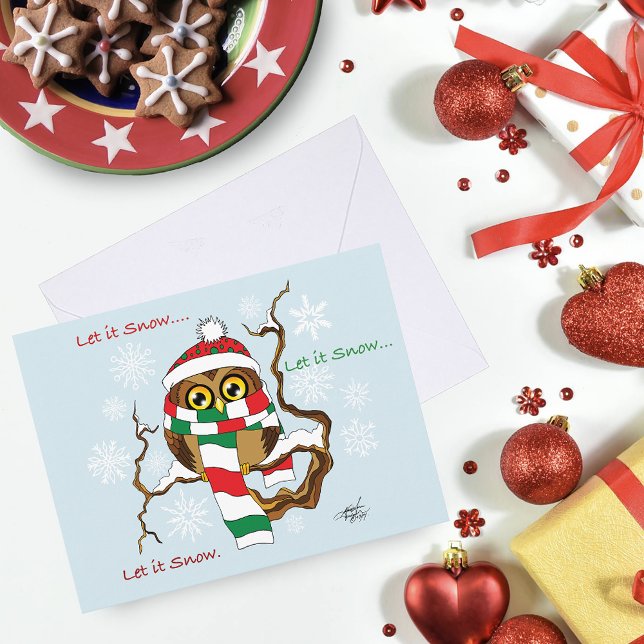 Christmas Snowflake Owl Holiday Postcard (Creator Uploaded)