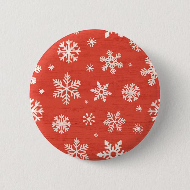 Christmas Snowflake Pattern 2 Inch Round Button (Front)
