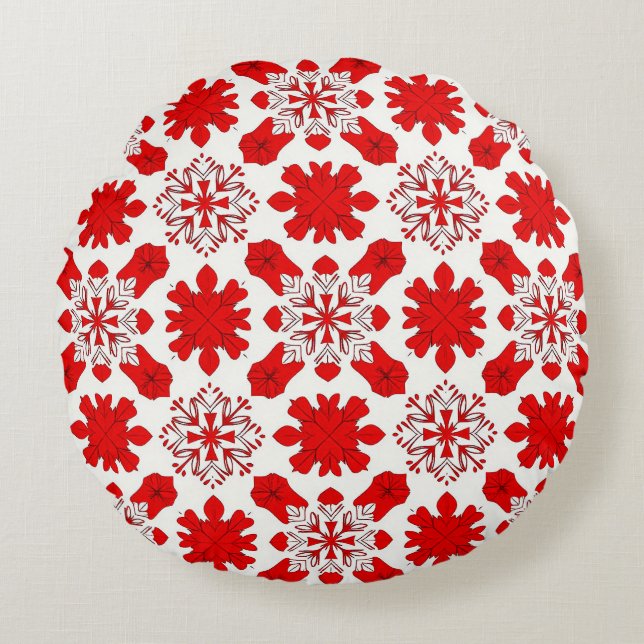 Christmas Snowflake Pattern For Winter Gift Round Pillow (Front)