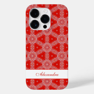 Christmas Snowflake Pattern Personalized Red Case-Mate iPhone 14 Pro Case