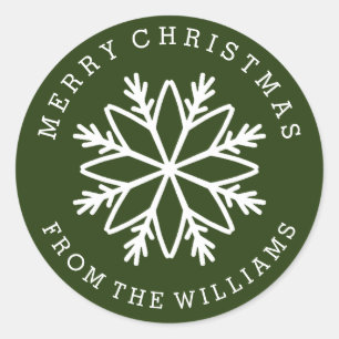 Christmas Snowflake Personalized custom colour Classic Round Sticker