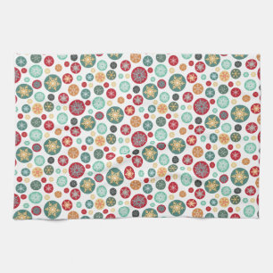 Christmas Snowflake Polka Dots Elegant Pattern Kitchen Towel
