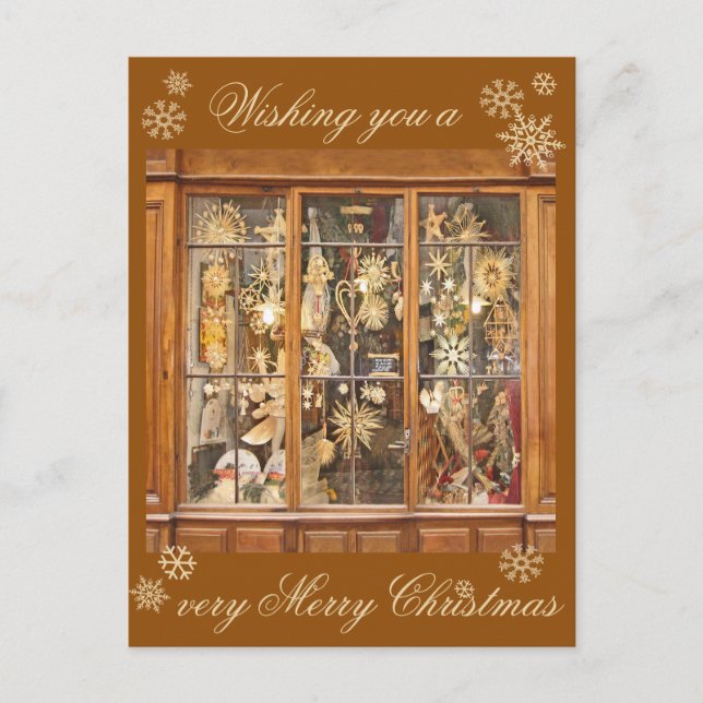Christmas Snowflake Postcard--French Store Window Holiday Postcard (Front)