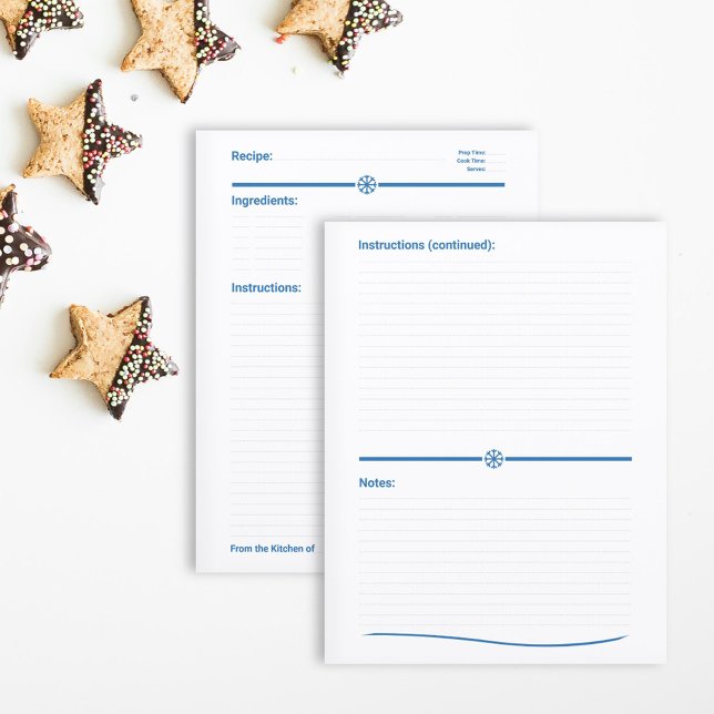 Christmas Snowflake Recipe Cookbook Page (Christmas Snowflake Recipe Cookbook Page)
