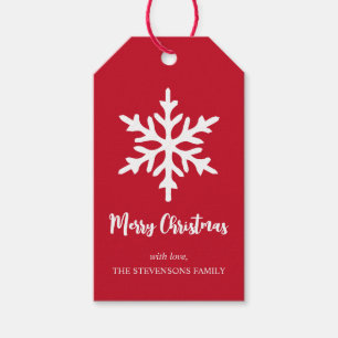 Christmas Snowflake Red Minimalist Holiday Party Gift Tags