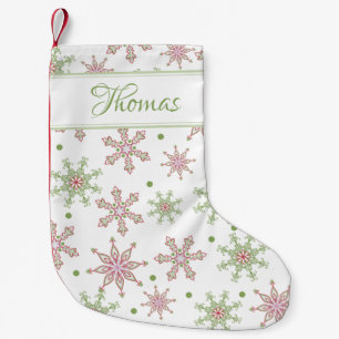 Christmas Snowflake Script Personalized Small Christmas Stocking