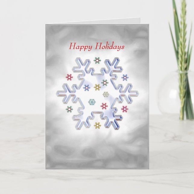 Christmas Snowflake Silver Holiday Card (Front)