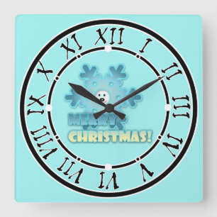 Christmas snowflake square wall clock