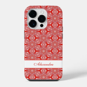 Christmas Snowflake Star Pattern Personalized Red iPhone 14 Pro Case