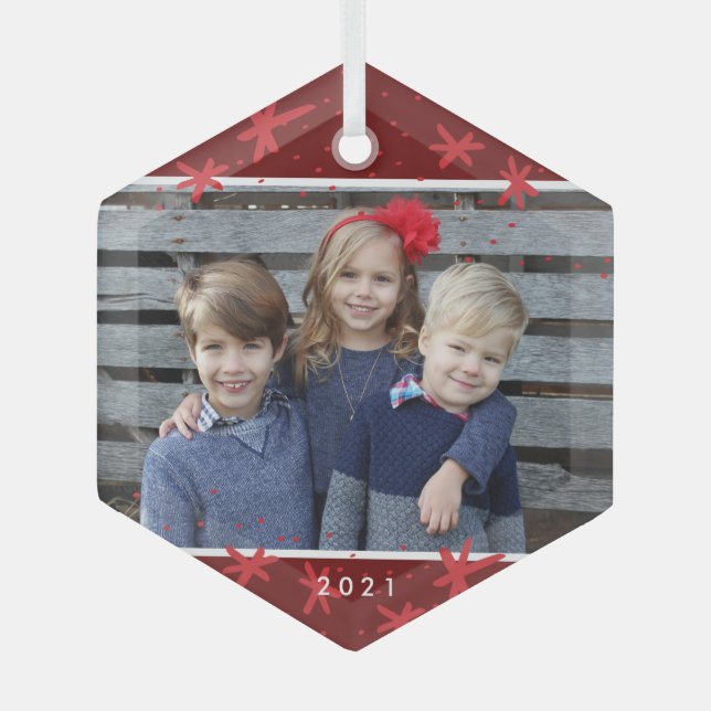 Christmas Snowflake Starburst Photo Ornament (Front)