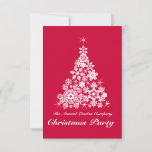 Christmas snowflake tree party invitation red