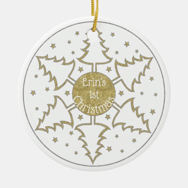 Christmas "Snowflake Trees" Ornament Personalize (Front)