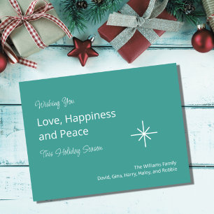 Christmas Snowflake Trendy Teal Green Retro Holiday Postcard