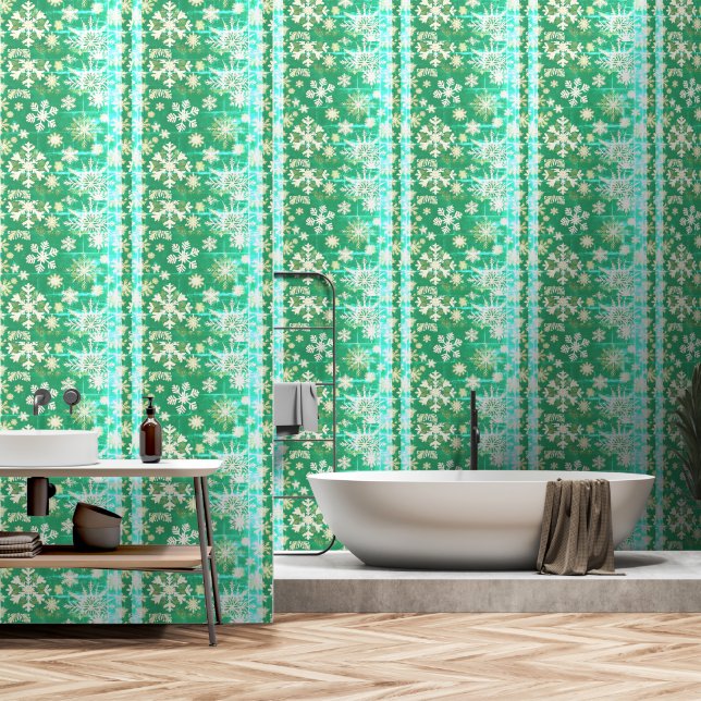 CHRISTMAS SNOWFLAKE WALLPAPER TREATMENT (Bathroom)