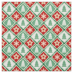 Christmas snowflakes and Christmas trees Fabric