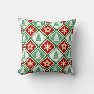 Christmas snowflakes and Christmas trees  Throw Pillow