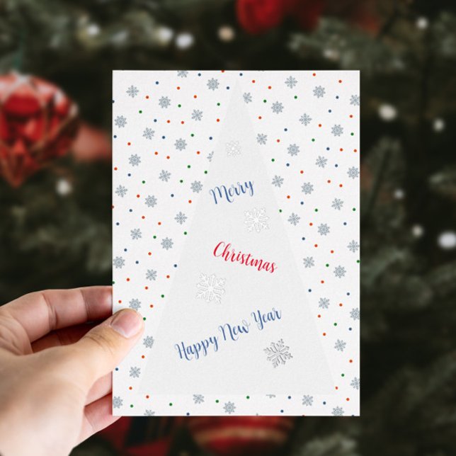 Christmas snowflakes and dots minimalistic foil holiday card (Christmas snowflakes custom card with real foil. Customize it with your photo and text.)