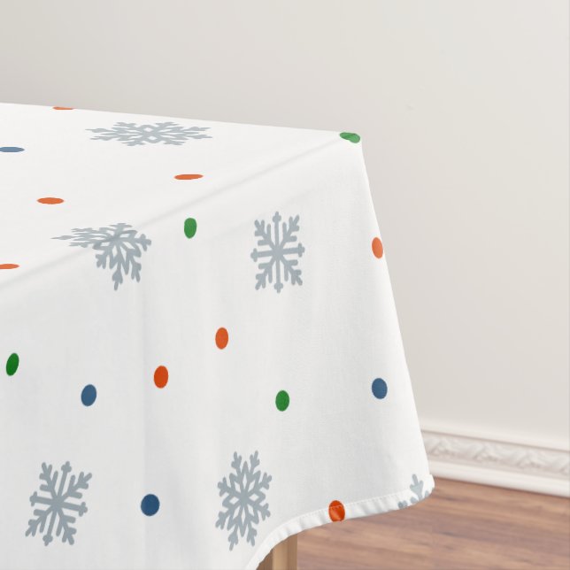 Christmas snowflakes and dots pattern tablecloth (In Situ)