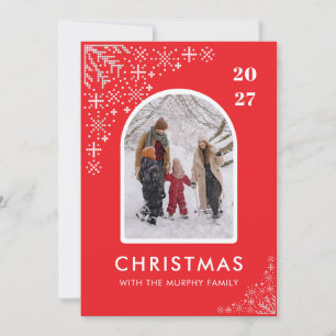 Christmas Snowflakes Arch Pattern family photo Holiday Card
