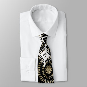 Christmas Snowflakes Black Gold Tie