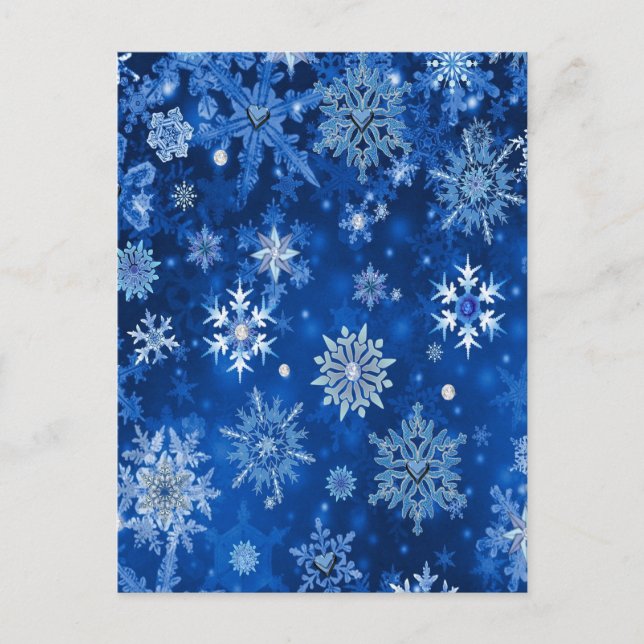 Christmas Snowflakes Blue and Silver Holiday Postcard (Front)