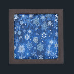 Christmas Snowflakes Blue and Silver Jewelry Box<br><div class="desc">You are viewing The Lee Hiller Photography Art and Designs Collection of Home and Office Decor,  Apparel,  Gifts and Collectibles. The Designs include Lee Hiller Photography and Mixed Media Digital Art Collection. You can view her Nature photography at http://HikeOurPlanet.com/ and follow her hiking blog within Hot Springs National Park.</div>