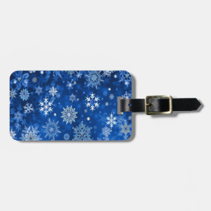 Christmas Snowflakes Blue and Silver Luggage Tag