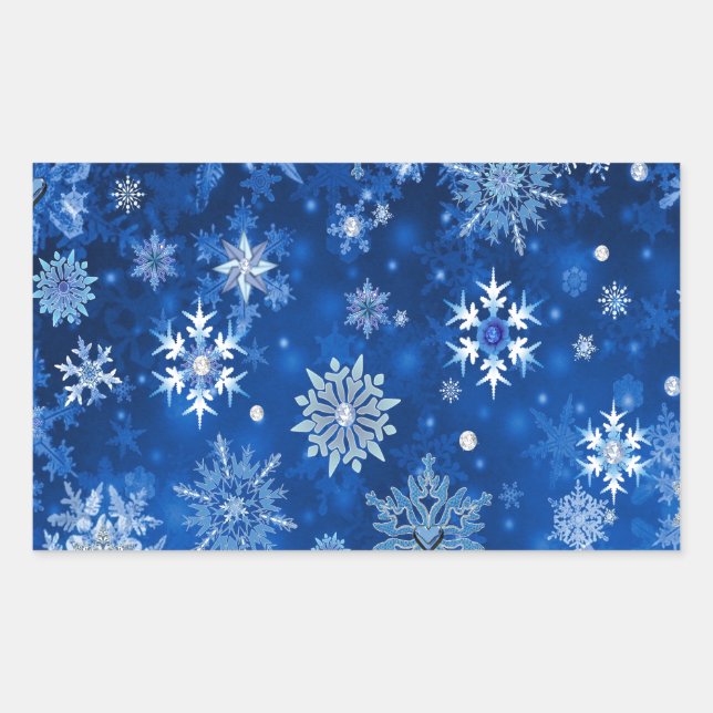 Christmas Snowflakes Blue and Silver Sticker (Front)