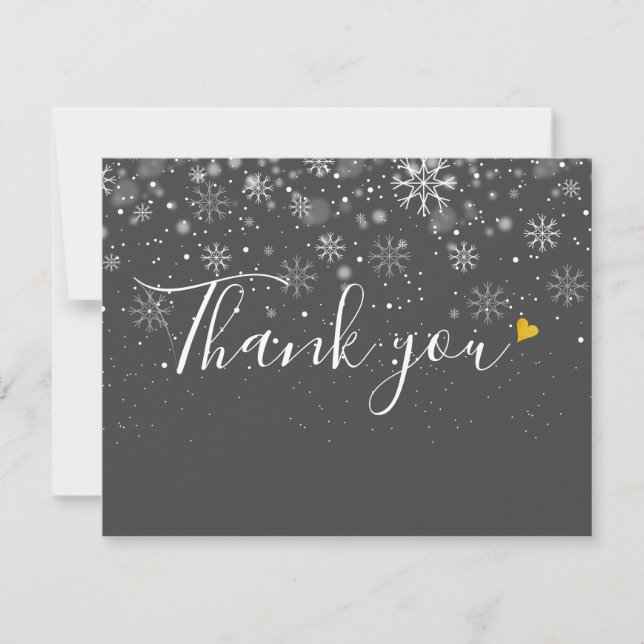 Christmas Snowflakes Business Elegant Script Thank You Card (Front)