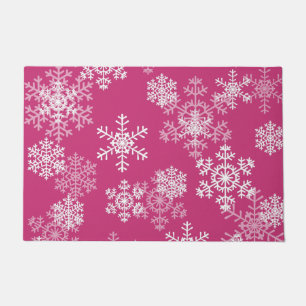 Christmas Snowflakes Door Mat-Magenta Pink Doormat