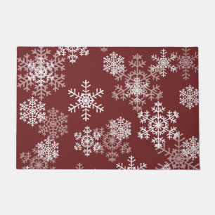 Christmas Snowflakes Doormat-Burgundy Wine Doormat
