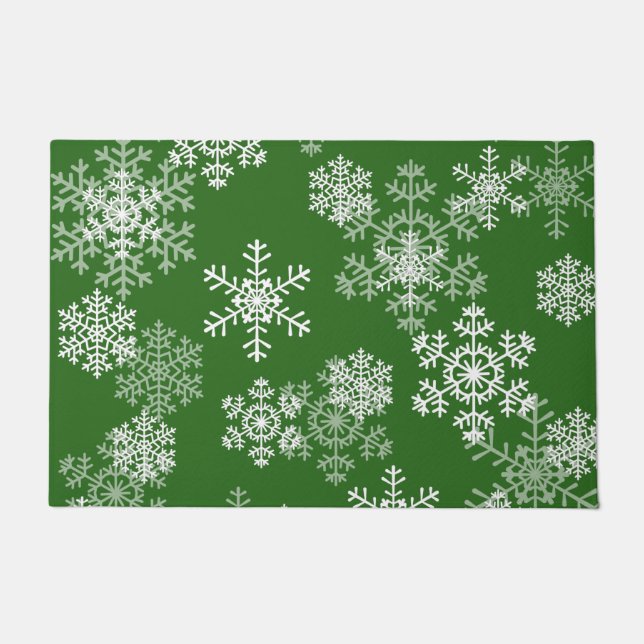Christmas Snowflakes Doormat-Green Doormat (Front)