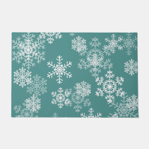 Christmas Snowflakes Doormat-Teal Doormat