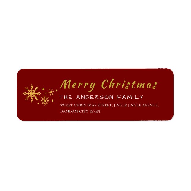 Christmas Snowflakes Elegant Simple Return Address (Front)