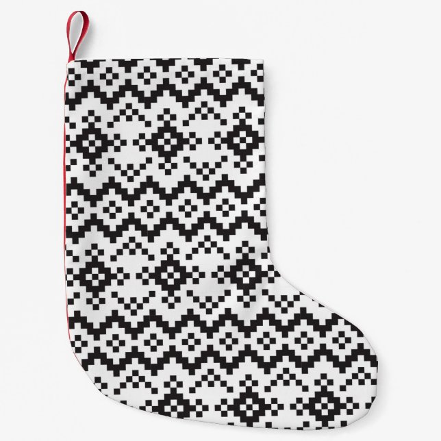 Christmas Snowflakes Fair Isle Seamless Patternart Small Christmas Stocking (Front)