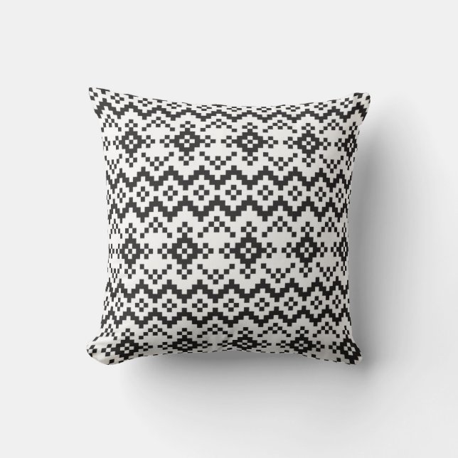 Christmas Snowflakes Fair Isle Seamless Patternart Throw Pillow (Front)