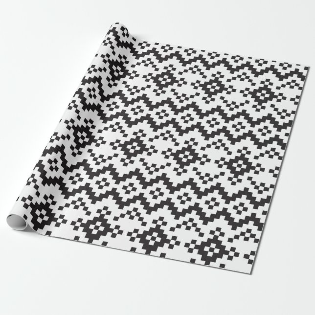 Christmas Snowflakes Fair Isle Seamless Patternart Wrapping Paper (Unrolled)