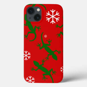 christmas snowflakes geckos iPhone 13 case