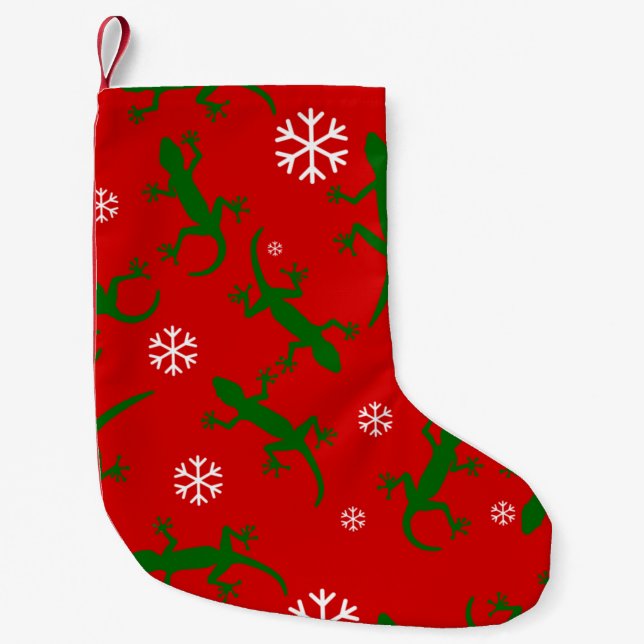 christmas snowflakes geckos small christmas stocking (Front)