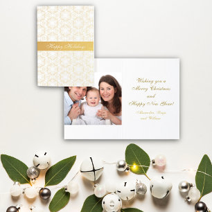 Christmas Snowflakes Gold Personalized Photo Foil Card