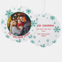 Christmas Snowflakes Green Red Photo