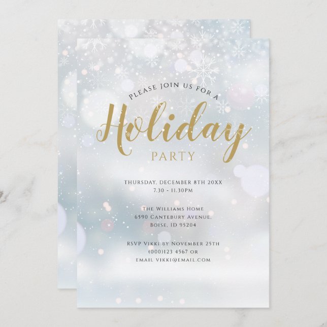 Christmas Snowflakes Holiday Party Invitation (Front/Back)