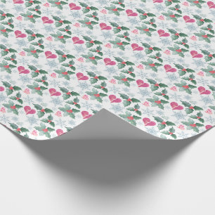 Christmas Snowflakes mistletoe hearts holiday new Wrapping Paper